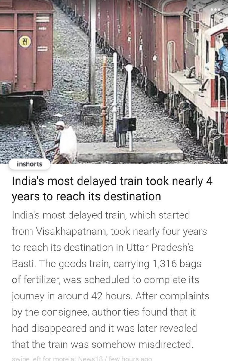 pvssarma's tweet image. This is the state of Indian Railway affairs @AshwiniVaishnaw.

Finally, it found its way to the destination but with or without the fertiliser consignment, we don’t know.
UP farmers may have waited too long to receive this tranche of fertilisers.

#GoodGoing