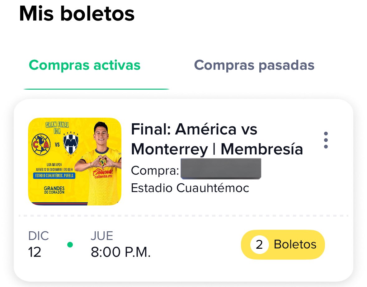 Osky2398's tweet photo. Vendo dos boletos para la final de ida Águilas del América vs Rayados de Monterrey (este Jueves en Puebla).

Zona 422, transfiero en persona en Toluca o CDMX. https://t.co/A2ROT4Fukx