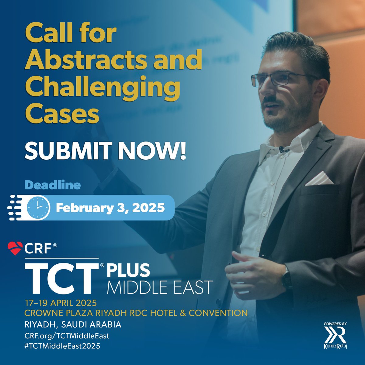 The #TCT_MiddleEast_Plus PDC is dedicated to provide a state-of-the-art learning experience, with high-quality scientific content aimed at sharing the latest insights and innovations in the field of interventional cardiology. 
We invite you to showcase your work by submitting