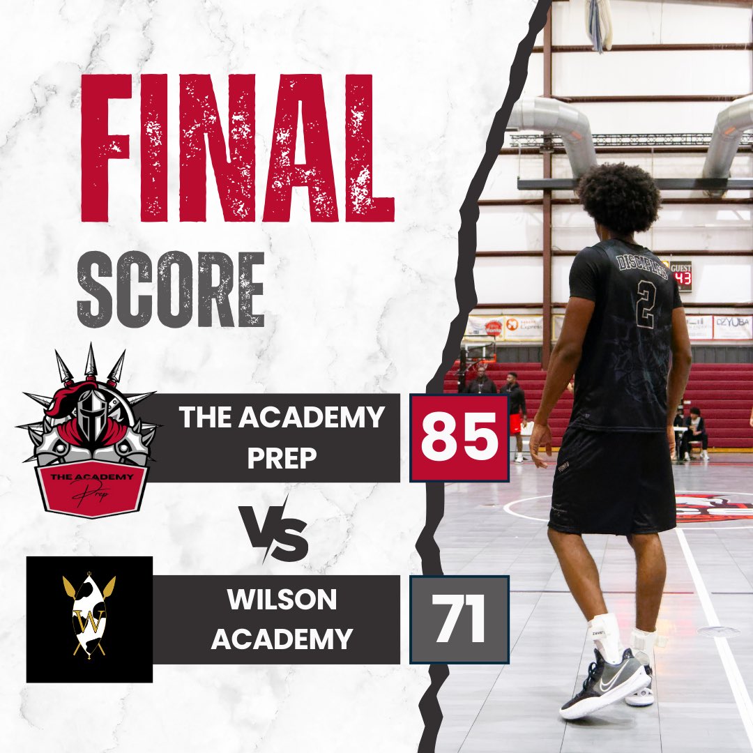 TheAcademyPrep's tweet photo. Tough win! 

The Academy Prep improves to 7-1  (6-1) on the season with a 85-71 win over Wilson Academy. 

Players in double digit scoring: 
@ColeJullien 25
@MierBuckss10 21
@daniel12hollis 15

#TheAcademyPrep
#FollowUsToGlory
#GoDisciples
#StrongLeadersBuildingStrongLeaders https://t.co/nmaFtWcPvZ