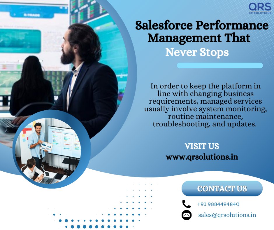 QRS_India's tweet image. Your CRM system will always run smoothly and effectively thanks to Salesforce Performance Management That Never Stops.  Join now! surl.li/pqozag #managedserviceproviderstrichy #salesforcemanagedservices #managedservicessalesforce #QRsolutions