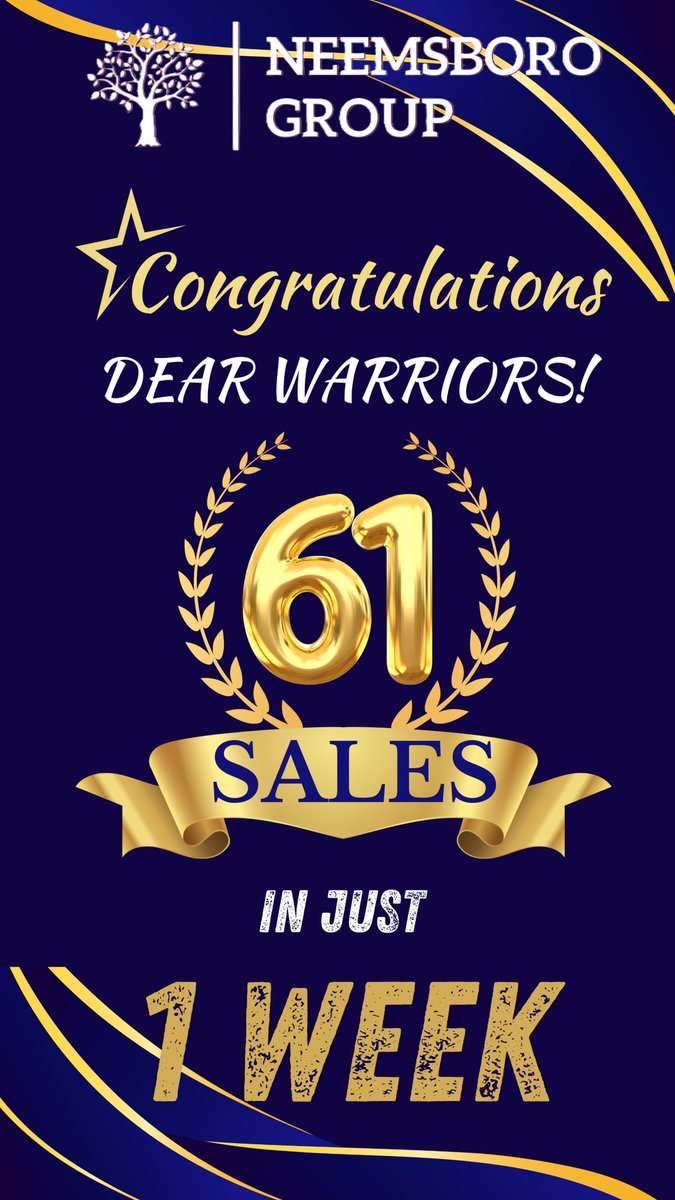 neemsboro's tweet photo. An incredible start to December for Neemsboro Group — 61 sales in just one week! 📷 Excited for what's ahead as we keep delivering exceptional results this holiday season. #NeemsboroRealEstate #DecemberSuccess #RealEstateExcellence #neemsboro https://t.co/f4Wnrjfsyv