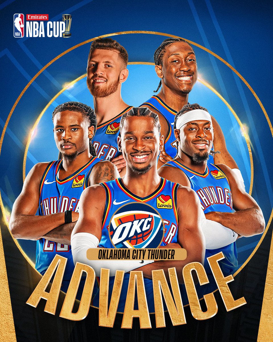 NBA's tweet photo. Next stop, Vegas 🏆

The Thunder ADVANCE to the #EmiratesNBACup Semifinals! https://t.co/UgXV578DcC