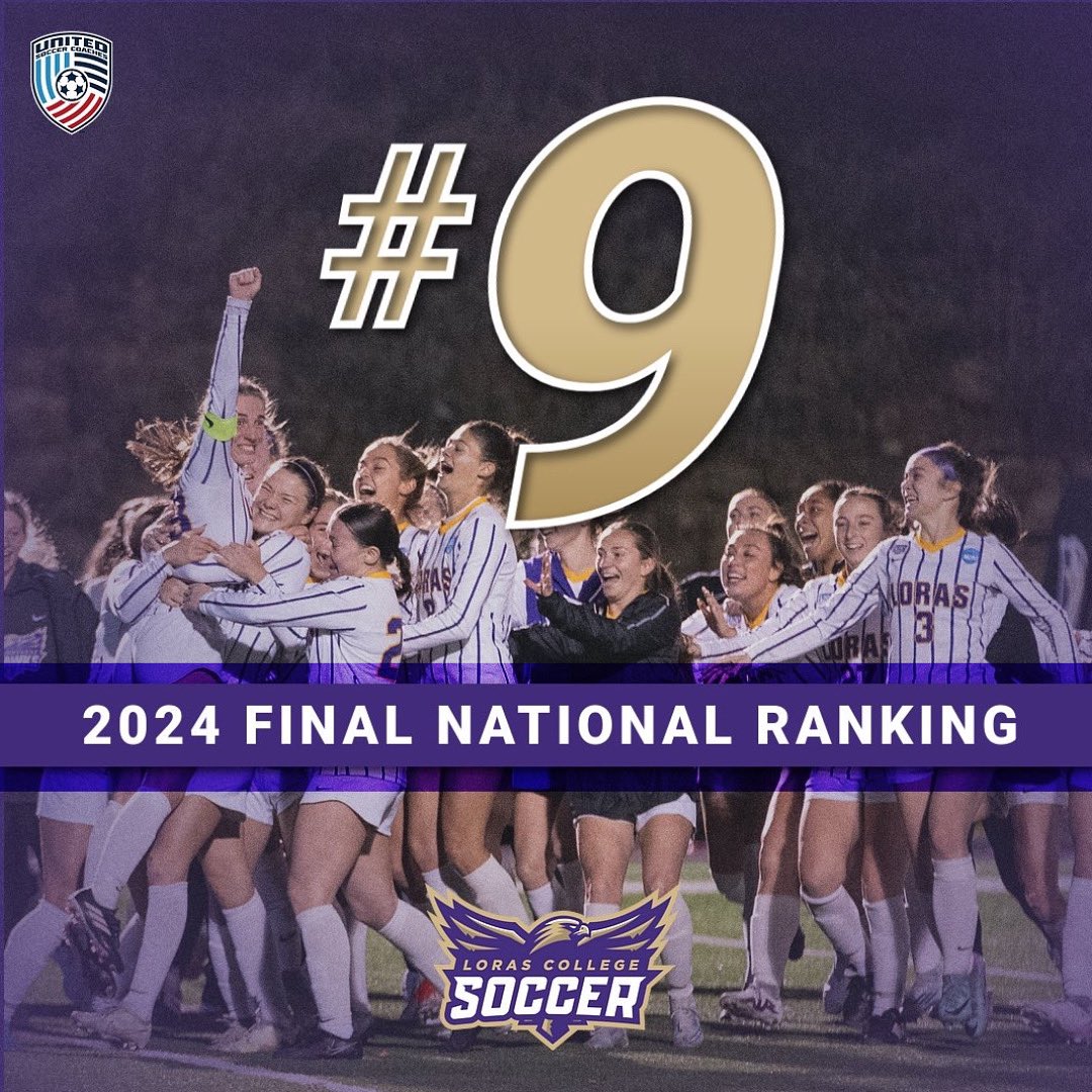 LorasWSoccer's tweet photo. Your favorite women’s soccer team ends the year Ranked #9 in the Nation!! 💜💛 #GoDuhawks https://t.co/NwIjhlEr3v