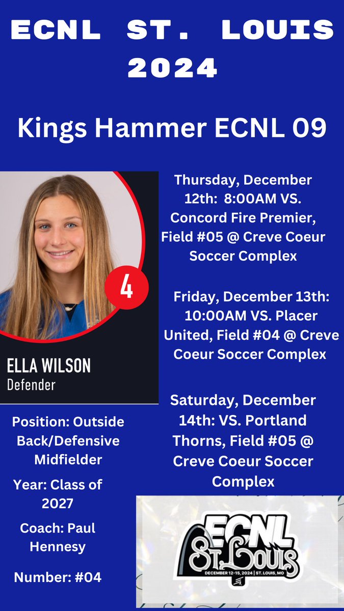 SO excited for #ECNLSTL!!! Come watch my team compete this week in the 2024 ECNL St. Louis Showcase!!