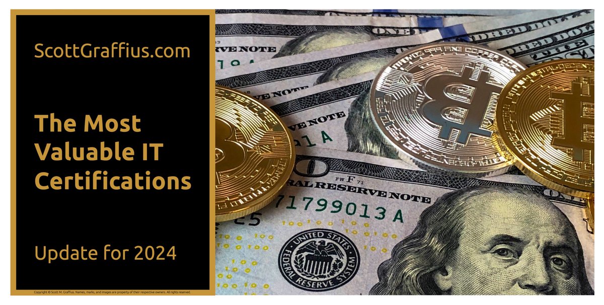 ScottGraffius's tweet image. Here are the most valuable tech certifications (agile and otherwise) 

bit.ly/it-certs

CompTIA A+, CCNA, CISSP, PMP, CEH, AWS, ITIL, GCP Architect, CSM, Certified Artificial Intelligence Scientist (CAIS) | #TechCertifications #ITCertifications #TechCareer #ITCareer