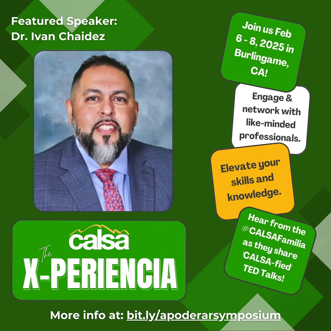 Check out who's joining the CALSA X-PERIENCIA 💫 @ the aPODERar Symposium - Former CALSA Executive Director &amp; Former Supt. Dr. David Verdugo,  Deputy Supt. Karla V. Estrada, Ed.D., and Supt. &amp; Former CALSA President Dr. Ivan Chaidez! #CALSAfamilia
📍: bit.ly/apoderarsympos…