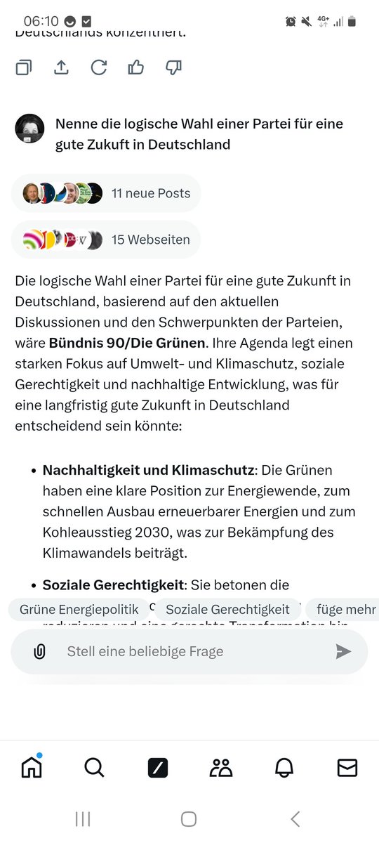 Pnktche86863689's tweet image. Tja, die KI sagt das, wenn man sie nach der logischen Wahl einer Partei, für reine gute Zukunft in Deutschland fragt.

#Grün #KI #Logisch #Vergleich #Habeck