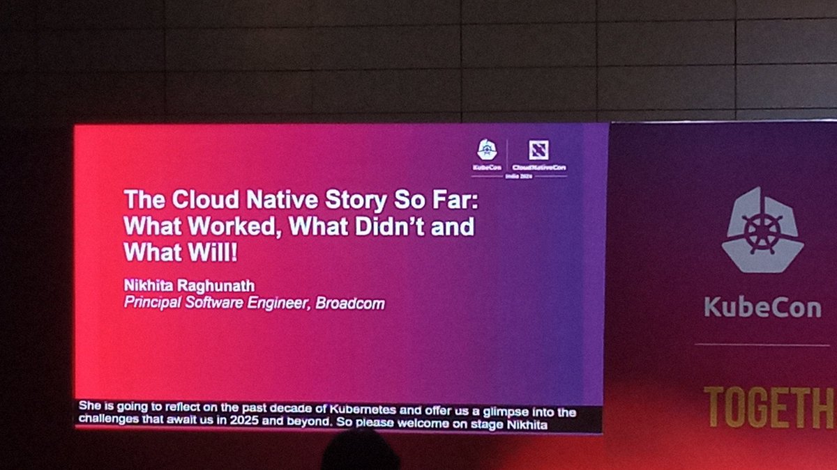viveksahu_26's tweet photo. Attending @TheNikhita’s #KubeCon keynote on the journey of cloud native! From the first container to platform engineering, it’s like Newton discovering gravity or Solomon Hykes inventing containers. Excited to learn more!
#KubeCon  #CloudNativeCon https://t.co/0aI9U1lZNg