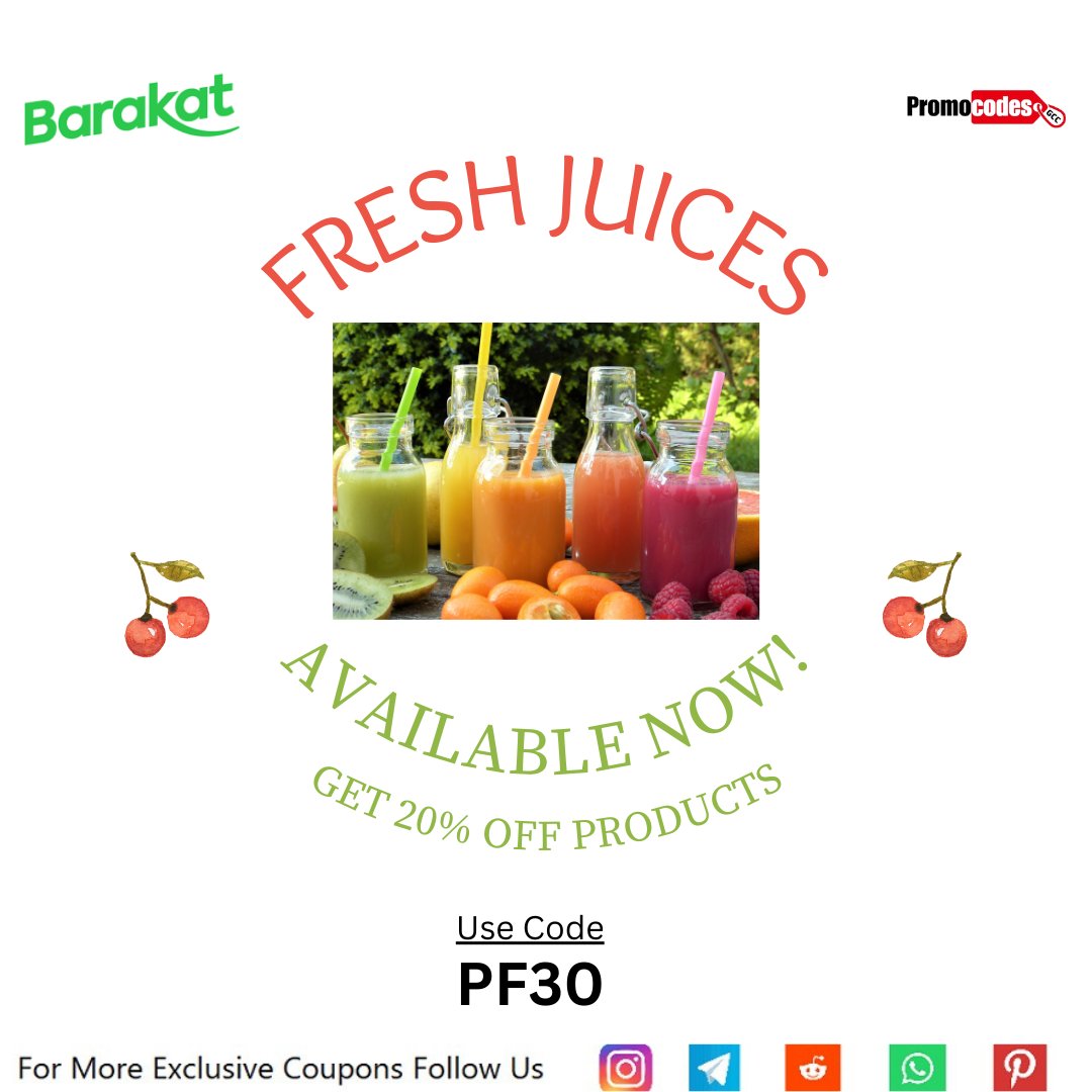 promocodesgcc's tweet image. 🌟Freshness Delivered with Barakat!🌟
🍹Get 20% OFF sitewide with coupon code PF30! From farm-fresh vegetables to refreshing drinks, Barakat has everything to keep you healthy and happy.
#barakat #freshjuice #couponcodes #uae #uaeoffers #exclusive #postoftheday #promocodesgcc