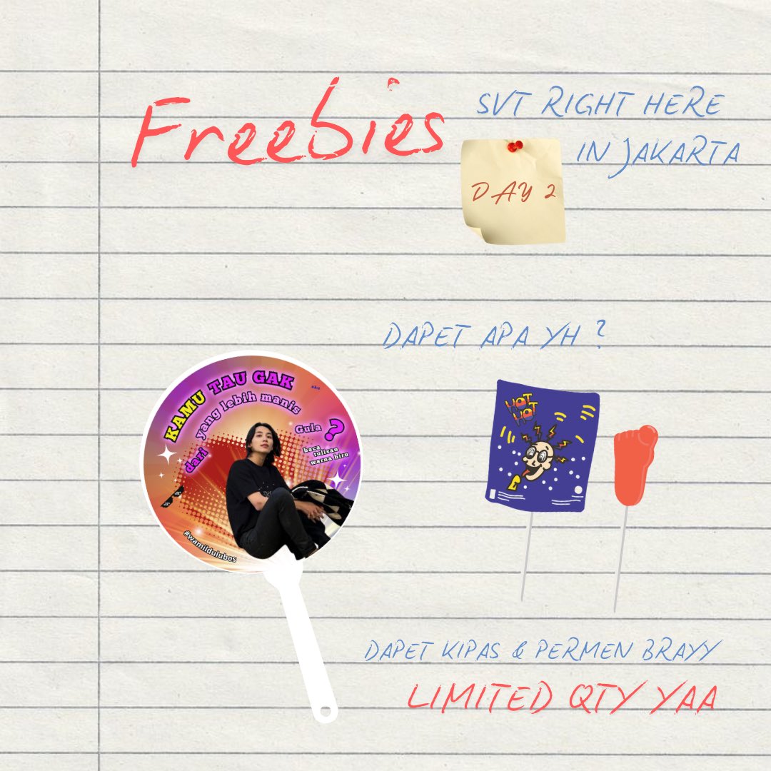 superkidult's tweet image. ⭑.ᐟ SEVENTEEN RIGHT HERE IN JAKARTA FREEBIES by yvvnjeonghan (˶˃ ᵕ ˂˶)

📍 JIS
📆 9 februari 2025

✰ kindly tag aku kalo dapet freebiesnya! &amp;lt;3
✰ jangan dibuang yaa :( [kecuali bungkus permen 😁]

#SVT_RIGHT_HERE_IN_JAKARTA