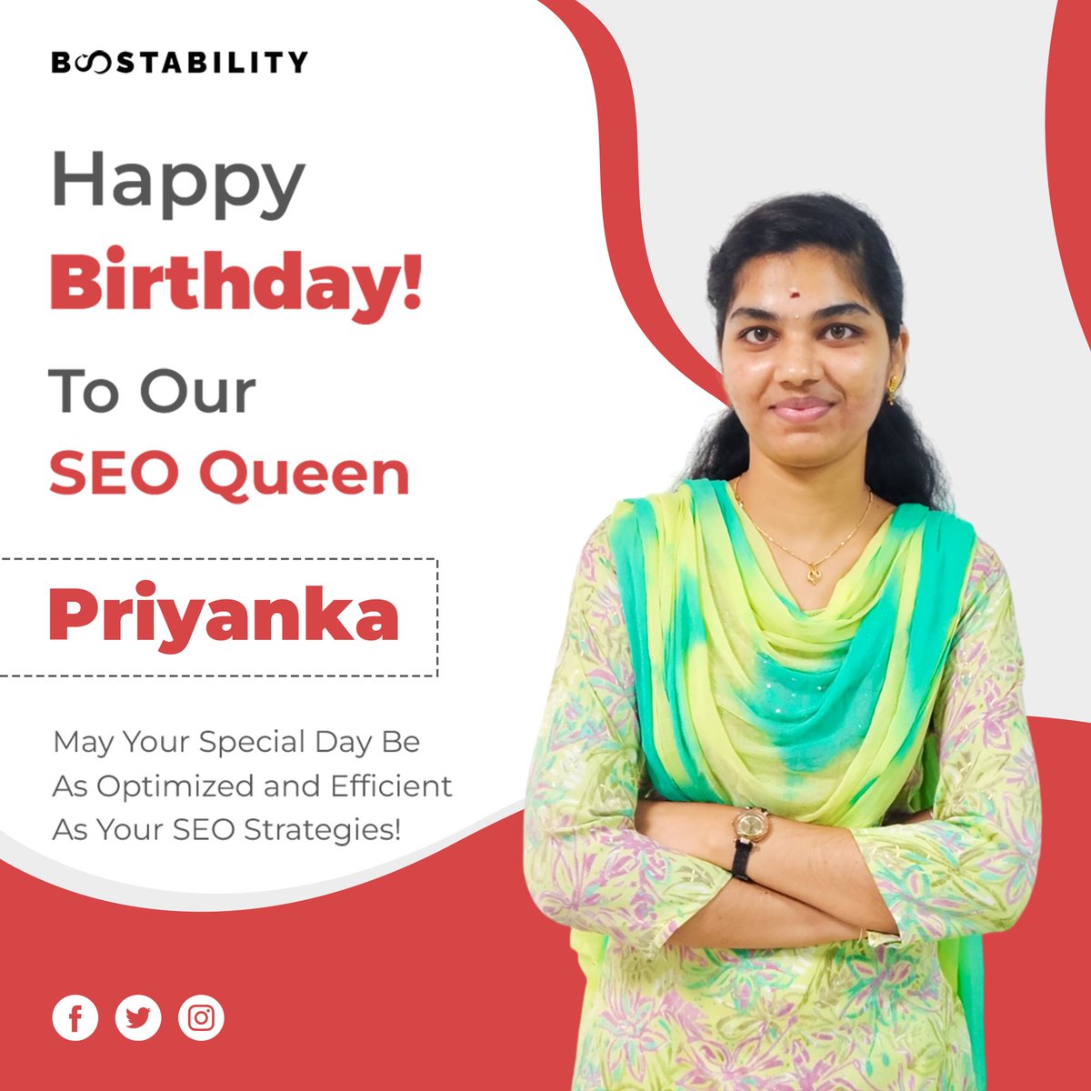 Boostabilitycbe's tweet image. At least once in 365 days is what we reserve to make you feel special. We’re glad to wish you a happy birthday and celebrate with you. Have a blessed and successful year ahead, Priyanka!

#Birthday #BirthdayWishes #SEOExpert #DigitalMarketing #TeamLeader #Boostability