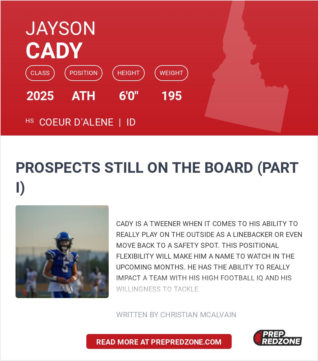 Jayson Cady (@jaysoncady5) on Twitter photo Thanks <a href="/PrepRedzoneID/">Prep Redzone Idaho</a> for the write up! <a href="/cdaviksfootball/">chsvikingfootball</a> <a href="/Pro_Vision_Acad/">ProVisionAcademy</a> <a href="/NickFarman55/">Nick Farman M.S.</a> Thanks <a href="/PrepRedzoneID/">Prep Redzone Idaho</a> for the write up! <a href="/cdaviksfootball/">chsvikingfootball</a> <a href="/Pro_Vision_Acad/">ProVisionAcademy</a> <a href="/NickFarman55/">Nick Farman M.S.</a>