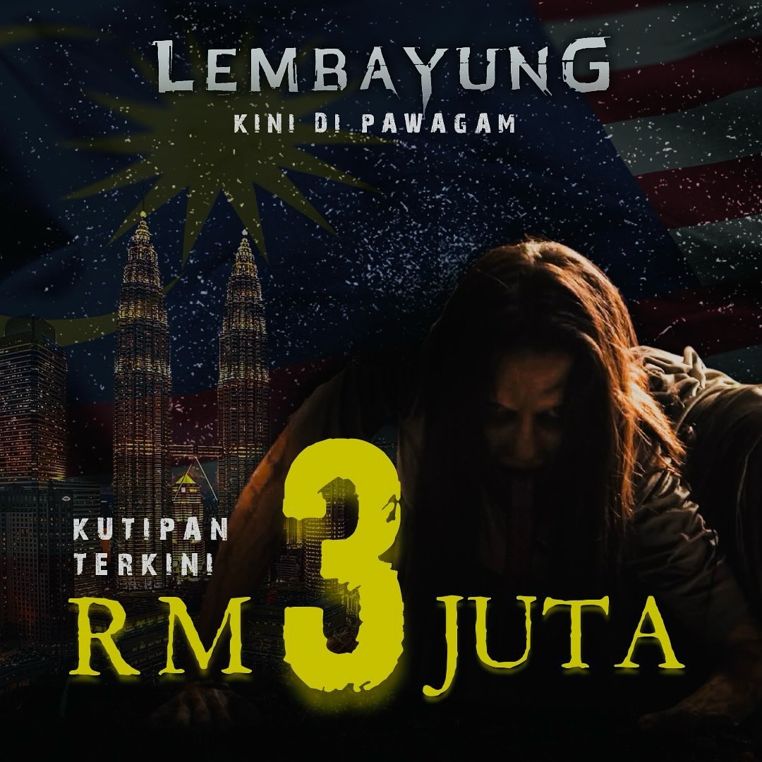 Kutipan terkini RM 3 JUTA dalam masa 5 hari tayangan rasmi! Terima kasih diatas sokongan korang semua! ❤️ 
 
Hari ni memang berbaloi untuk layan LEMBAYUNG dekat pawagam sebab TIKET WAYANG MURAH! 🎟️🔥 kecuali Selangor 😜  🛑
 
Bawa geng korang untuk enjoy LEMBAYUNG sama-sama ! 👻