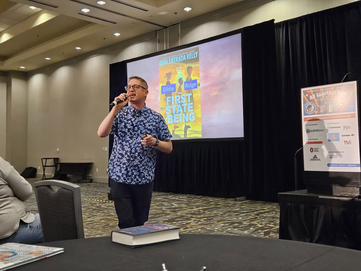 Cre8tiveLib's tweet image. So many wonderful people and presentations at #SLJSummit, including the joy-filled @MrSchuReads.  Thank you for sharing your love ❤️ of books 📚,  your struggles, your recovery, and your hope! @sljournal