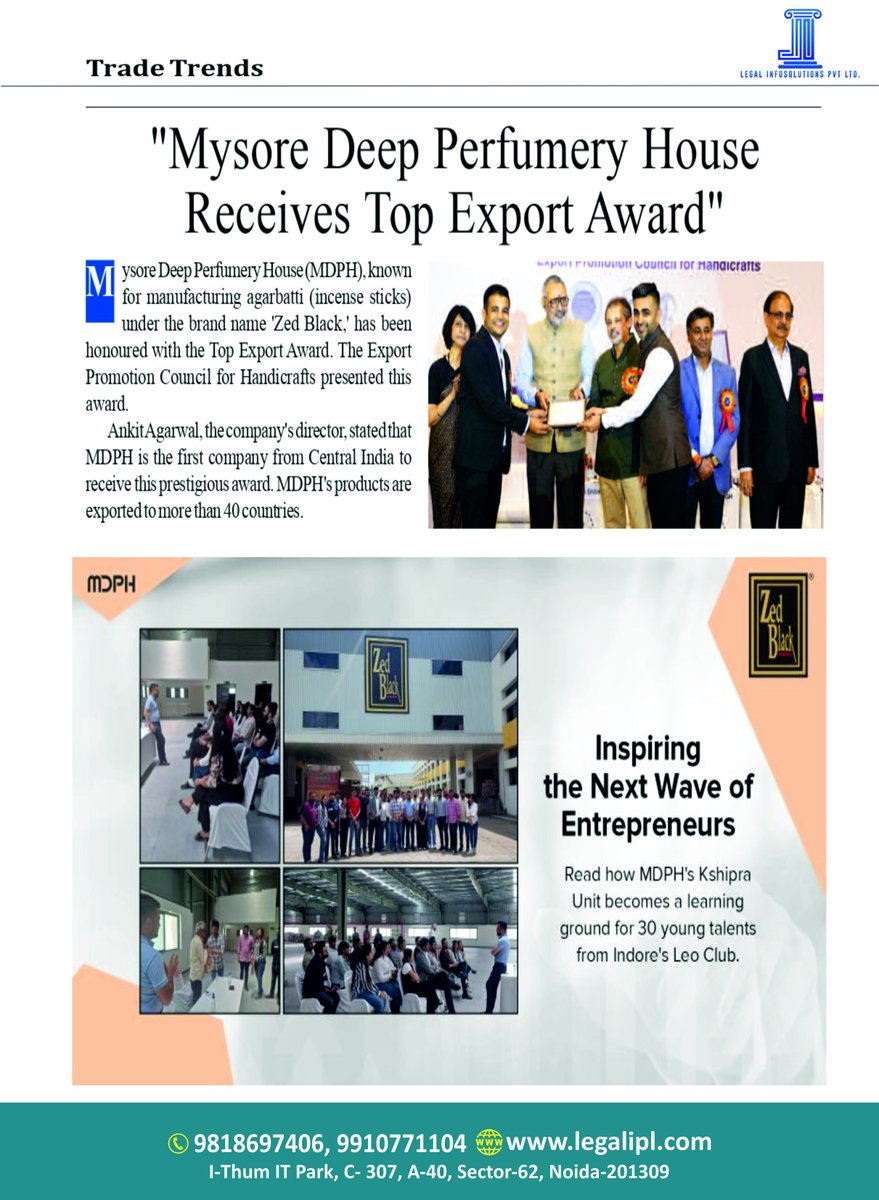 legaliplgzb's tweet image. 🏆 Celebrating Excellence!
Mysore Deep Perfumery House bags the prestigious Top Export Award! 🌍✨
Proud moment for India's fragrance industry!

#TradeTrends #ExportExcellence #MysorePerfumery #GlobalRecognition #MakeInIndia #AwardWinning #ProudMoment #FragranceIndustry #legalipl
