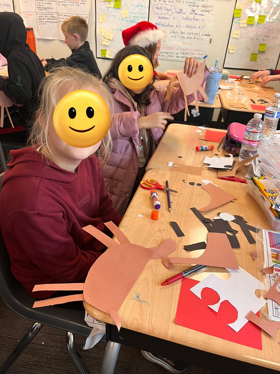 clstward1's tweet image. One of my favorite “Listen &amp;amp; Follow the Directions” These @EPIC_academics #4thgrade listeners had no idea the shapes they were cutting out would create a reindeer! The trick was to have them cut out extra pieces &amp;amp; talk about snowmen 😝 #gccLevelUp #gcc_charters @gcc_jsample