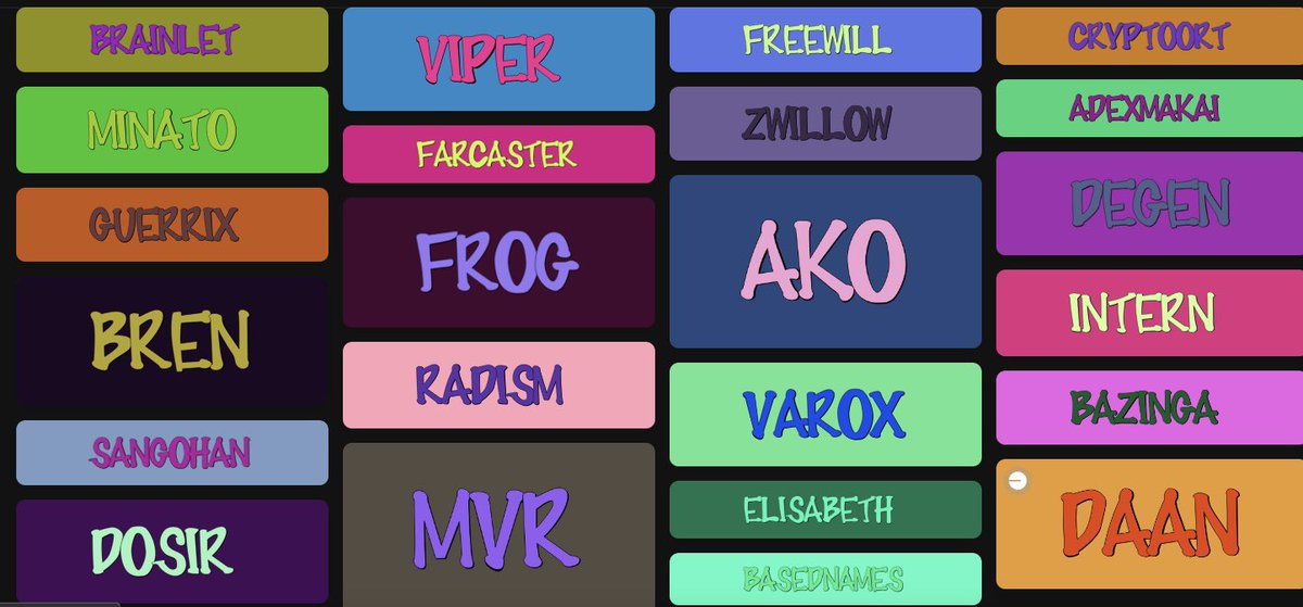 Gm 🙌 

This is fully on chain generated names art. IPFS sucks :) 

Style changes over time. Mint is closed atm. Just opens in seasons.