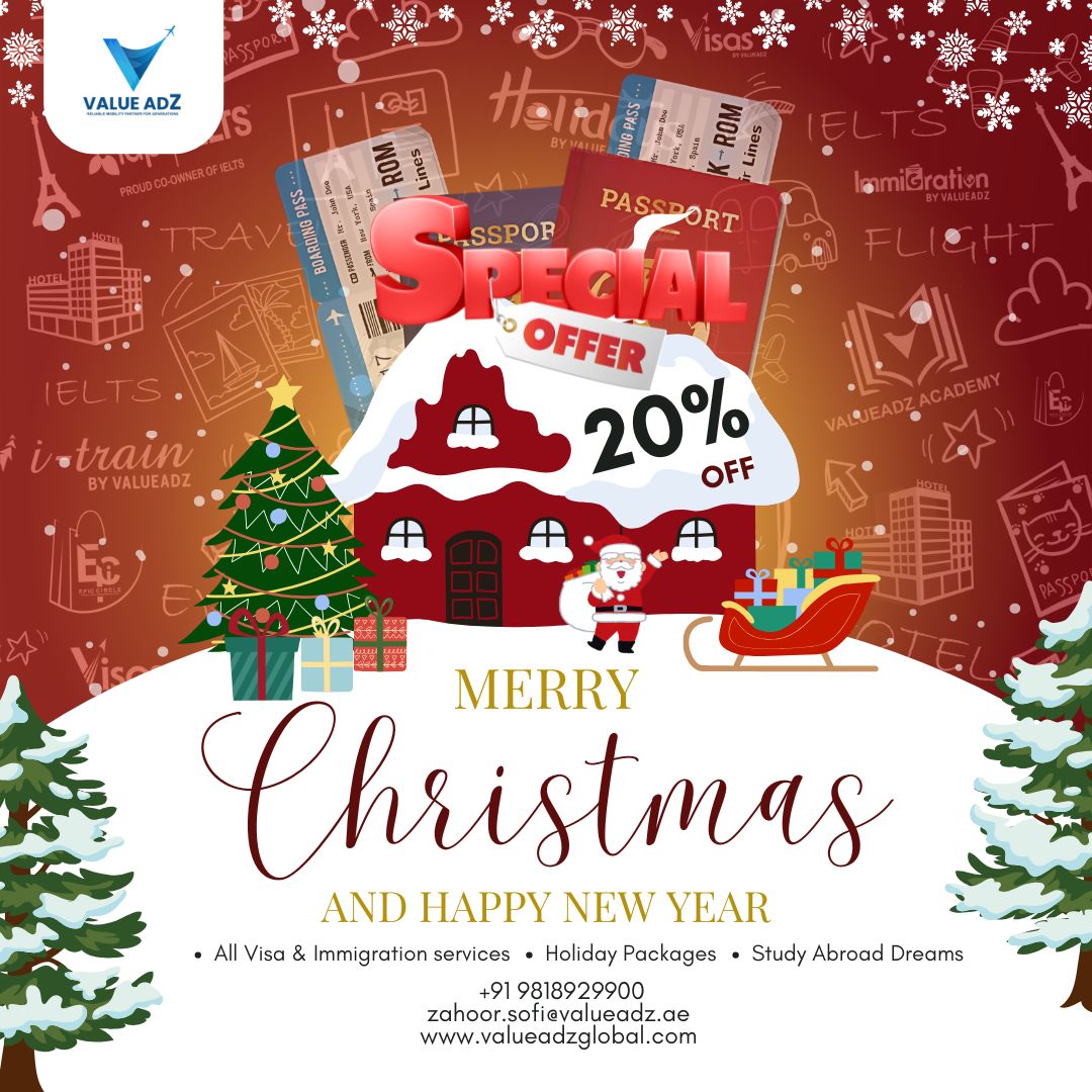 ValueadzVisa's tweet photo. 🎄✨ Christmas &amp; New Year 2025 Special Offer! ✨🎄
Enjoy 20% OFF on Visa, Immigration Services, Holiday Packages, &amp; Study Abroad Events! 
📞 Call: +91 9818929900 | +91 96228 11228
📩 Email: zahoor.sofi@valueadz.ae
🌐https://t.co/WdzBzCzmYQ
🎁 Start 2025 with incredible savings! https://t.co/AD8v0n3jtd
