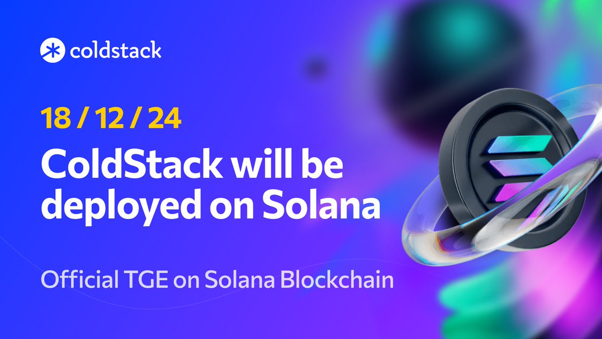 AgadaIyojo12939's tweet image. BREAKING NEWS! 🚨 
ColdStack BLASTS OFF into the Solana Galaxy! 🚀 
Get ready for liftoff! 🌟 We're thrilled to announce the highly-anticipated launch of our $CLS token on the Solana blockchain, slated for December 18! 
#ColdStack #CLS #Solana #SOL