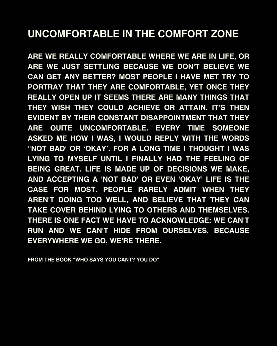 NewMentalities's tweet image. Uncomfortable in the Comfort Zone.