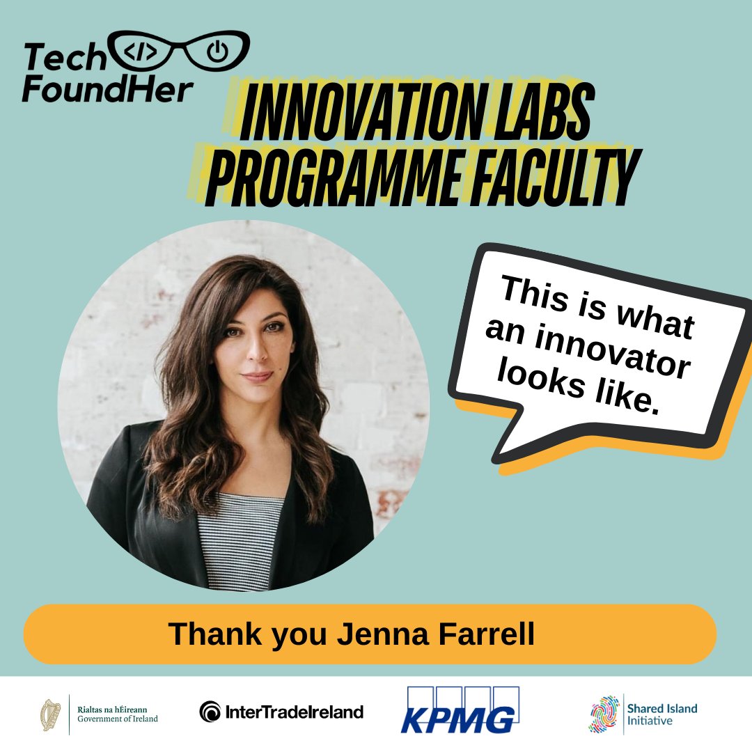 TechFoundHer's tweet image. This is what an innovator looks like. Meet @Jennafisher12.

Huge thank you for contributing to our #TechFoundHer&apos;s first #InnovationLabs  Programme.

As part of the Shared Island Enterprise Scheme developed by @Inter_Trade, @InvestNI @Entirl, and sponsored by @KPMG_Ireland