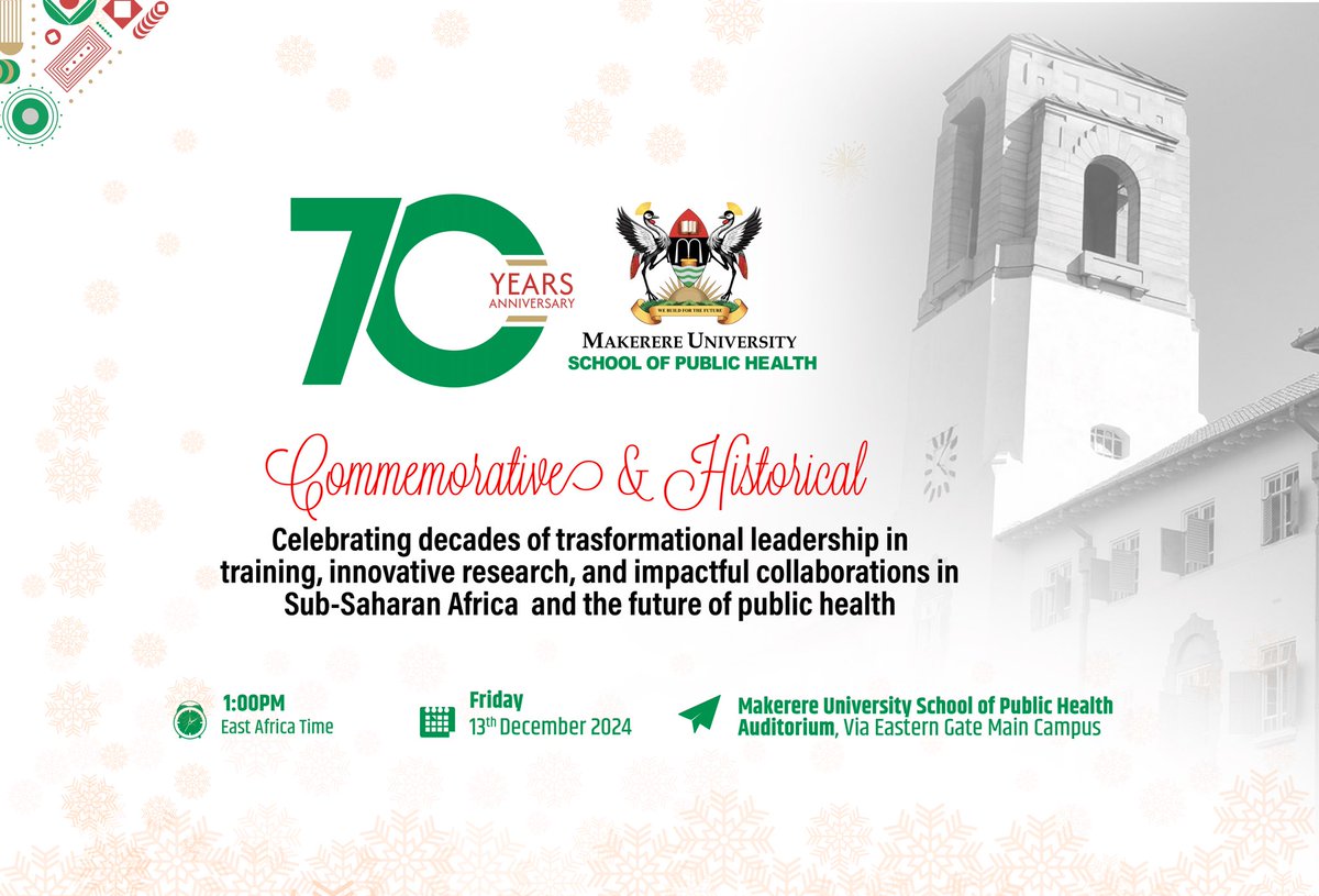 On the occasion of the celebration of #MakSPHat70 at Makerere University, I want to congratulate the entire school on this major milestone. The School of Public Health has long been a leader in research and community engagement, accounting for over 50 percent of research grants