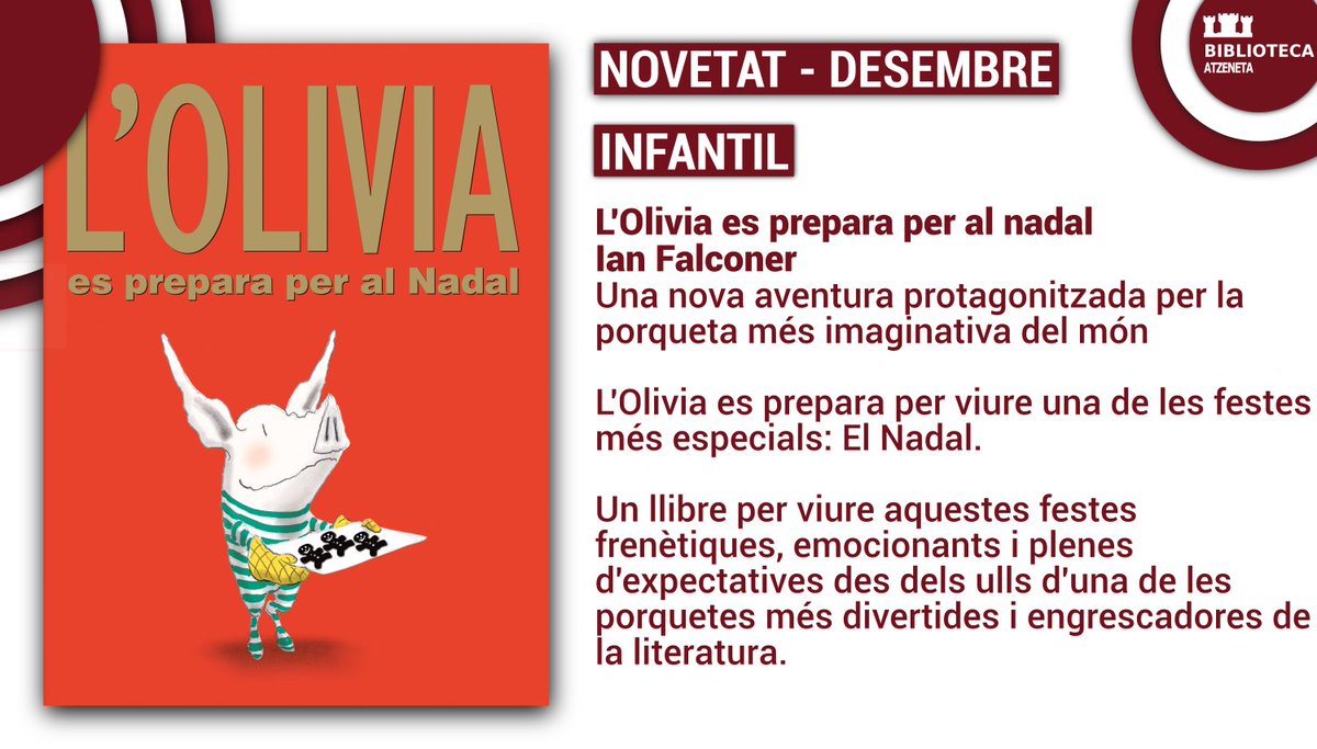 BMAtzeneta's tweet photo. Noves novetats infantils de desembre

#novetatsbiblioatz https://t.co/YqiXtzab6p