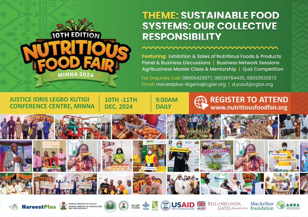 Nutritious Food Fair (@nutri_foodfair) on Twitter photo <a href="/HarvestPlus_Ng/">HarvestPlus Nigeria</a> has officially declared the opening of this year’s annual Nutritious Food Fair, held at Lego Kutigi International Conference Center, Minna. This will feature discussions and engaging presentations <a href="/HarvestPlus_Ng/">HarvestPlus Nigeria</a> has officially declared the opening of this year’s annual Nutritious Food Fair, held at Lego Kutigi International Conference Center, Minna. This will feature discussions and engaging presentations