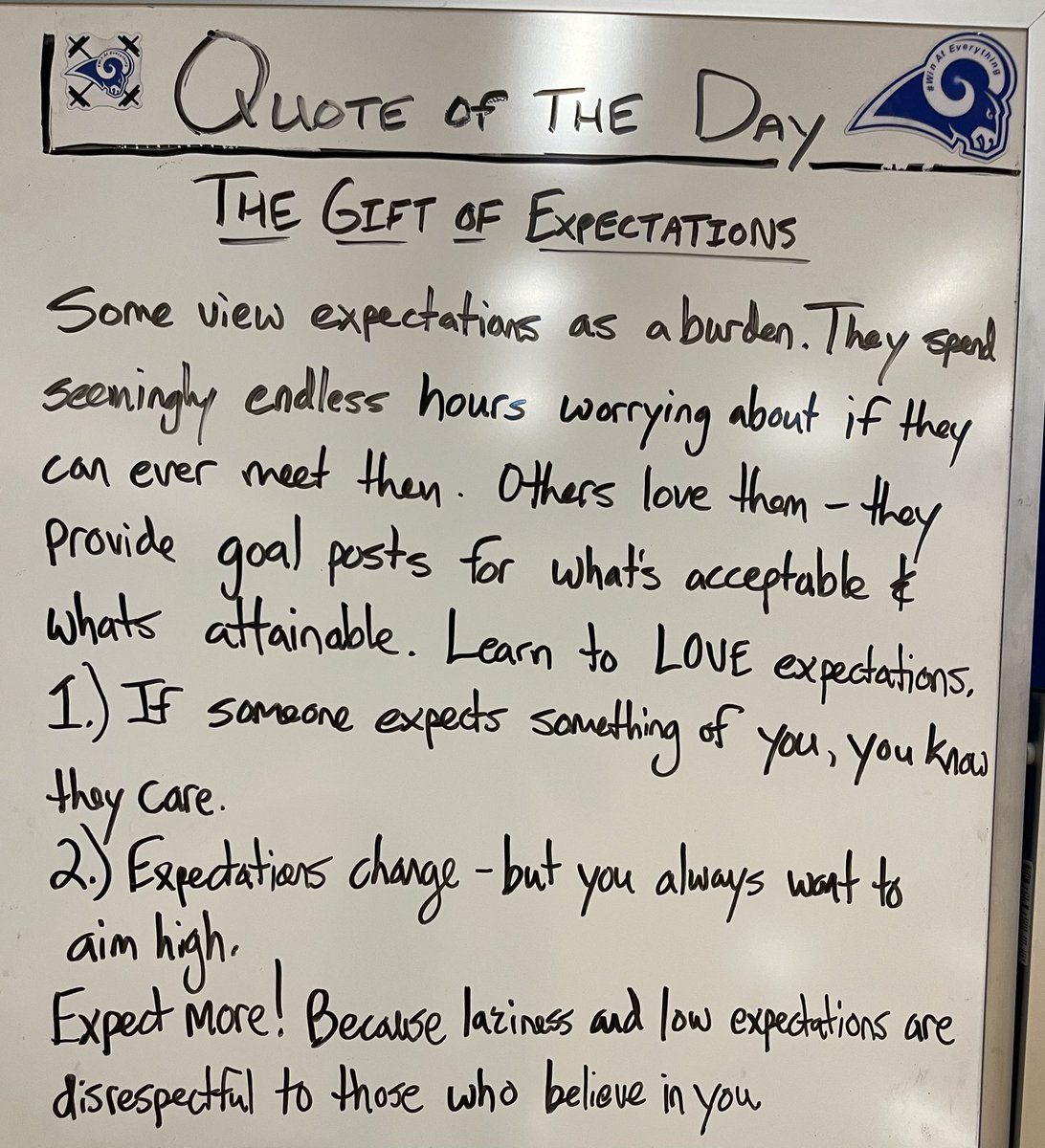 Learn to ❤️ expectations. Be thankful other care amount to expect something of you. It’s the expectations that motivate us to do more &amp; it’s disrespectful to just disregard them.