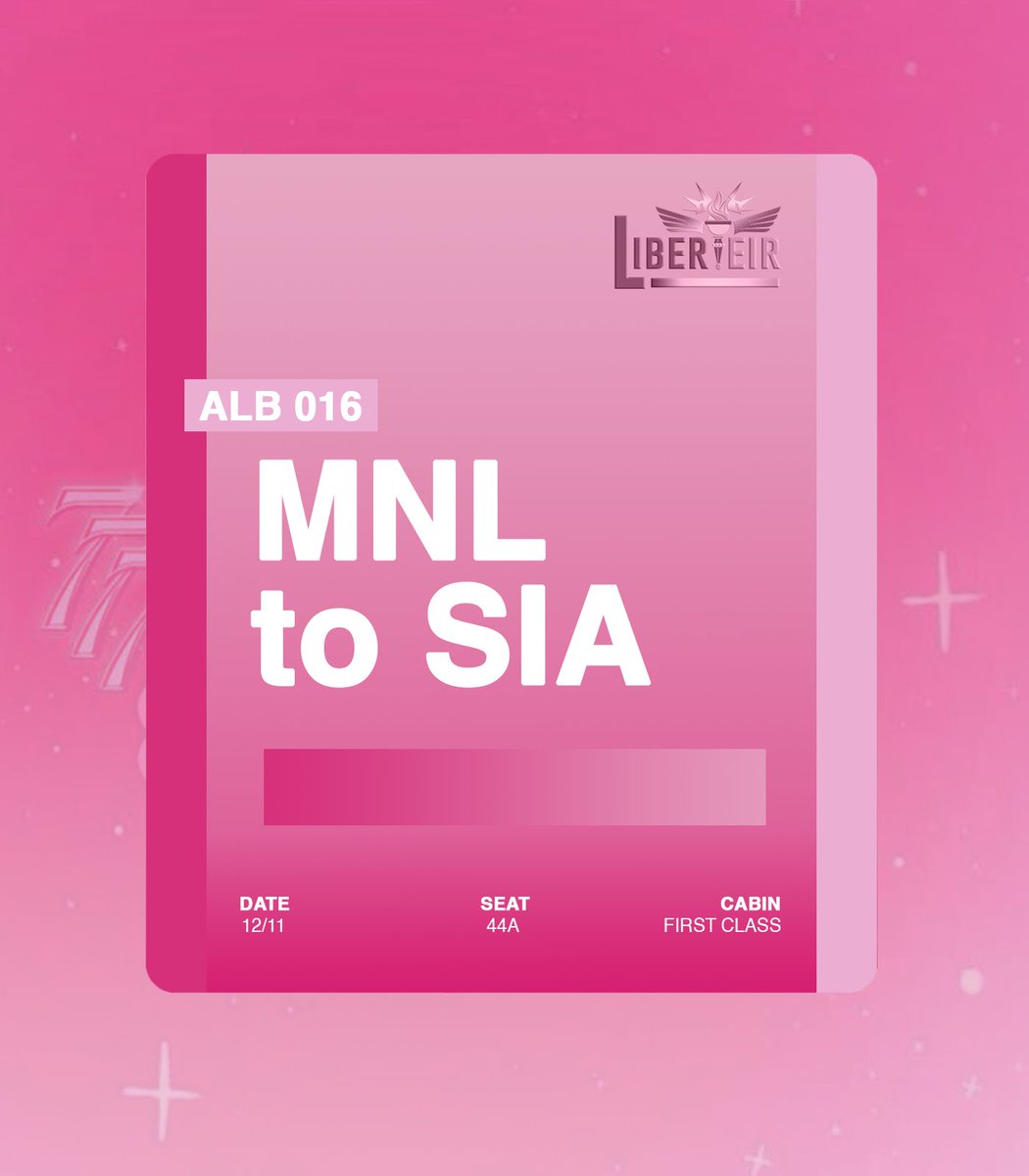 AirLiberteir's tweet image. ㅤ 

               #LIBERTÉIR
               Boarding Pass.

               ALB   0016  ›  MNL to SIA
               11 DEC ‘24  ፧  19.00 (GMT +8)

ㅤㅤ