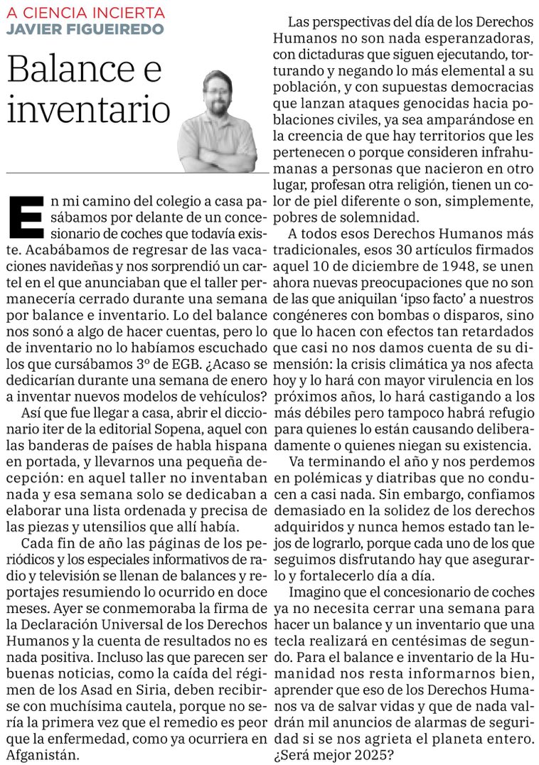 Javier Figueiredo C. 🔻🌻💜🍉 (@javierfc) on Twitter photo Mi columna en <a href="/hoyextremadura/">Diario HOY</a> va de balances e inventarios, pero de Derechos Humanos.
hoy.es/opinion/javier… Y ayer, 10 de diciembre, nos dejaba la mayor luchadora de los DD.HH. por estas tierras, la coordinadora de <a href="/AmnistiaB/">Amnistía Internacional - Badajoz</a> desde 1994 a 2024. Gracias, Ángela Rivera García❤️ Mi columna en <a href="/hoyextremadura/">Diario HOY</a> va de balances e inventarios, pero de Derechos Humanos.
hoy.es/opinion/javier… Y ayer, 10 de diciembre, nos dejaba la mayor luchadora de los DD.HH. por estas tierras, la coordinadora de <a href="/AmnistiaB/">Amnistía Internacional - Badajoz</a> desde 1994 a 2024. Gracias, Ángela Rivera García❤️