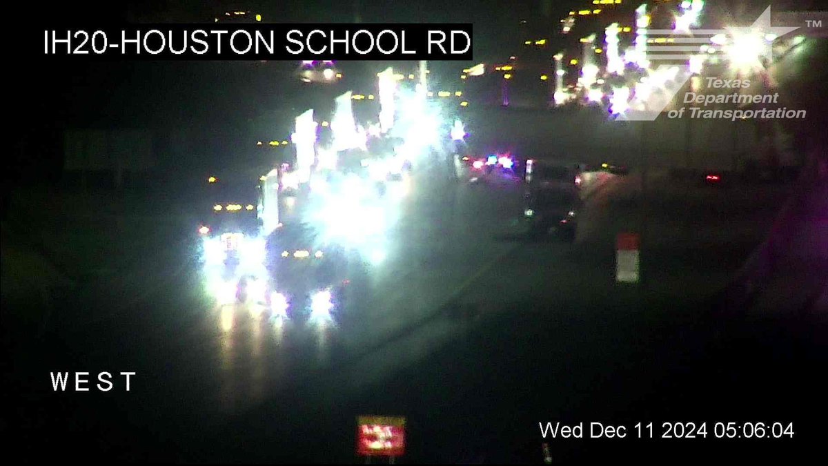 Traffic advisory: Dallas County Sheriff’s Office Traffic Deputies are working a jackknifed 18-wheeler eastbound I-20 at Houston School Rd.  The 3 right lanes are blocked traffic is getting by on the one left lane.  No injuries (post time 5:10 am)