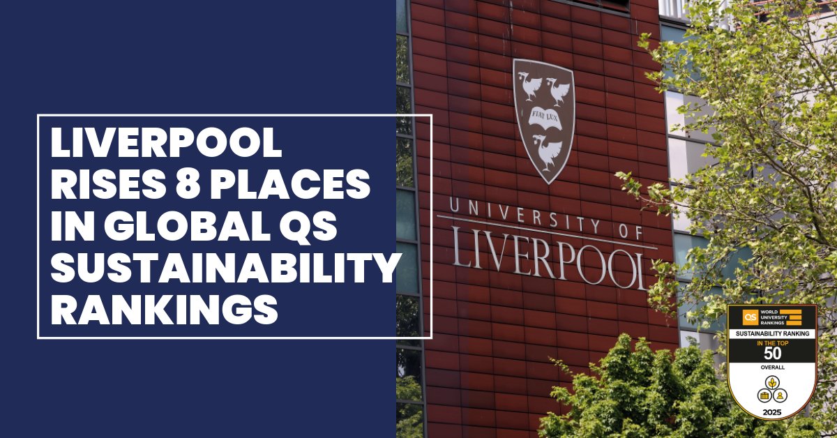 We're thrilled to have climbed 8 places in the QS Sustainability Rankings to be placed 42nd globally! 🏆

Read more: news.liverpool.ac.uk/2024/12/10/uni…

Well done again #TeamLivUni 💙💚