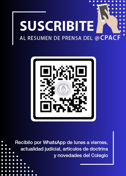 📌 Suscribite al resumen de noticias del #CPACF 
Escanea el QR  y recibí toda la actualidad en tu whatsApp 📲
#abogados #Justicia #PoderJudicial