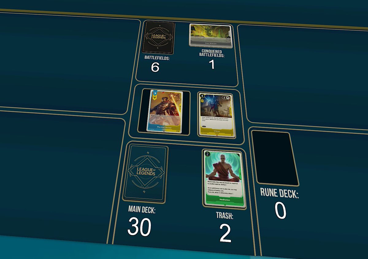 My Tabletop Simulator mod for Project K (The League of Legends Trading Card Game) is good to go!

More improvements will come but for now we have: All revealed cards imported, card counters for relevant zones, and Battlefield auto resizing.