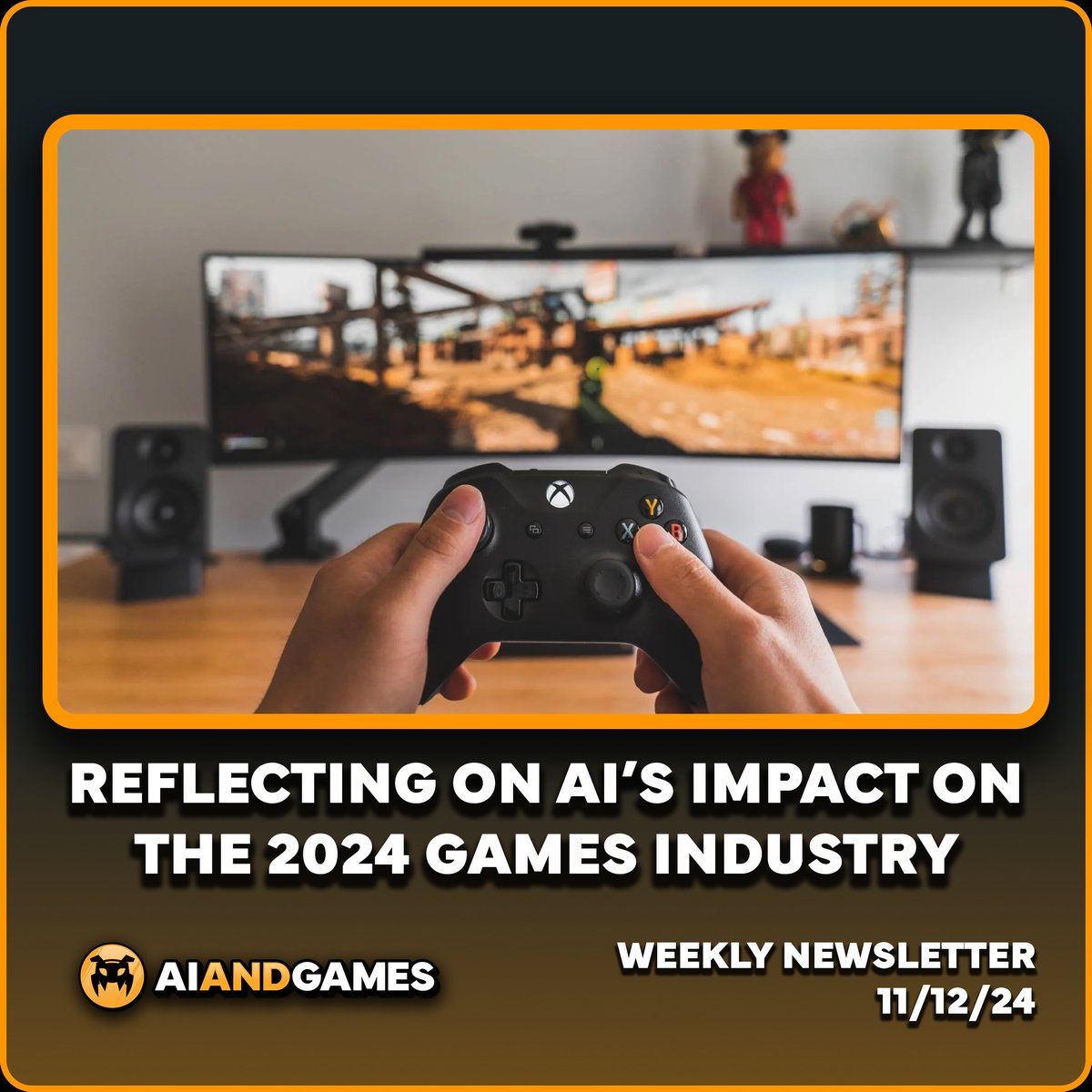 AIandGames's tweet photo. In the penultimate issue of the year, sponsored by #AMD #RYZENPRO, Tommy reflects on the state of AI in the games industry of 2024.
A year where much has been said, but little has been shown to move the conversation forward in a meaningful way.
https://t.co/0m7rMKT75I https://t.co/fkZ4IMvE2x