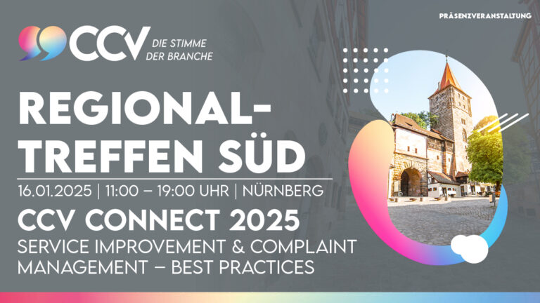 ccvev's tweet image. CCV-Regionaltreffen Süd am 16.01.2025 in Nürnberg bei DATEV
Unser Motto: „CCV Connect 2025 – Service Improvement & Complaint Management – Best Practices”
Infos und kostenfreie Anmeldung: cc-verband.de/termin/ccv-reg…
#CCVev #CustomerService #Callcenter #Contactcenter