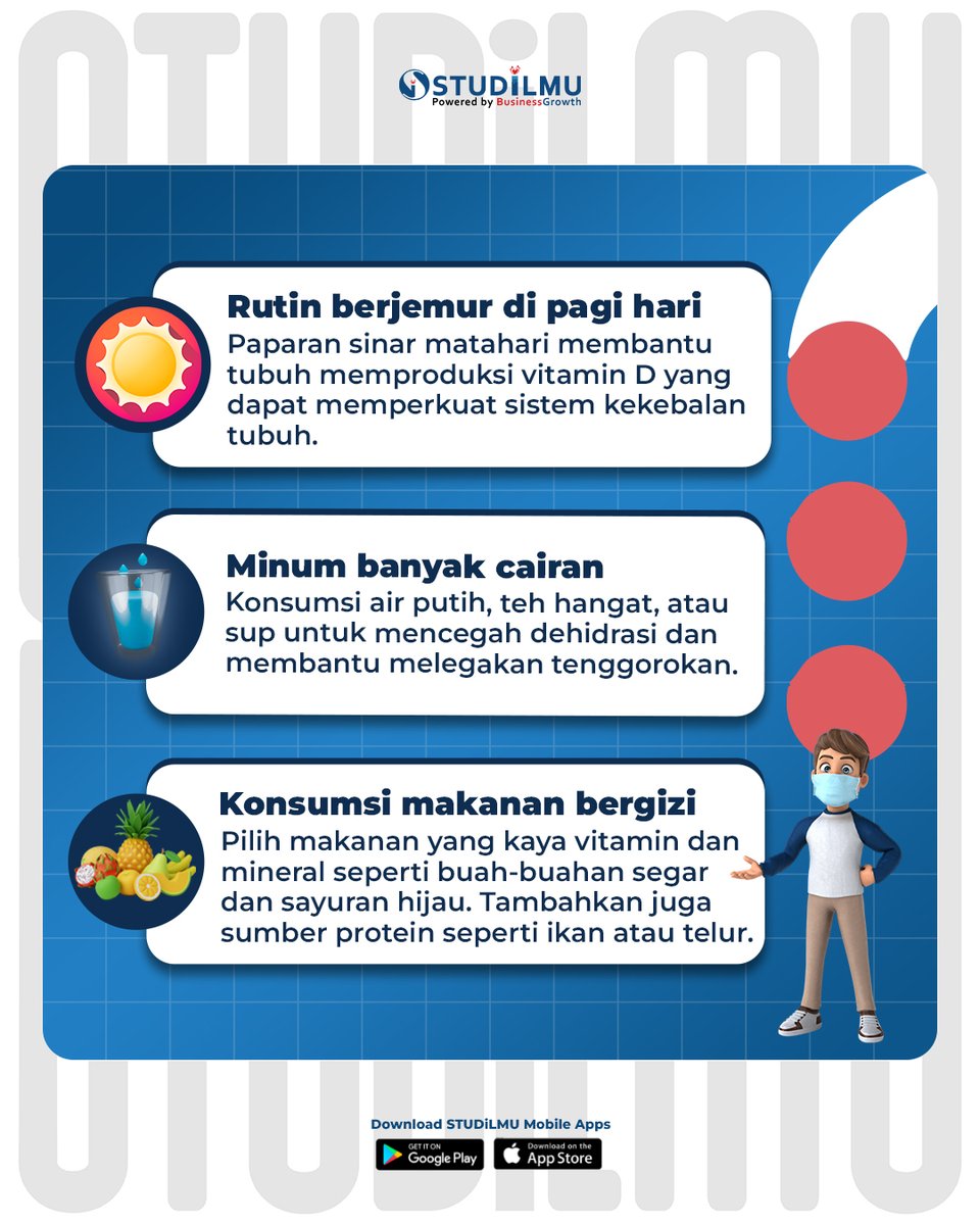 STUDILMU's tweet image. Saat musim hujan tiba, flu sering jadi tamu tak diundang. Tapi, jangan biarkan flu menghalangimu menjalani aktivitas.

Yuk, simak tips dari SiMIN untuk meredakannya!

#STUDiLMU #BusinessGrowth #flutips #stayhealthy #musimhujan #tipssehat