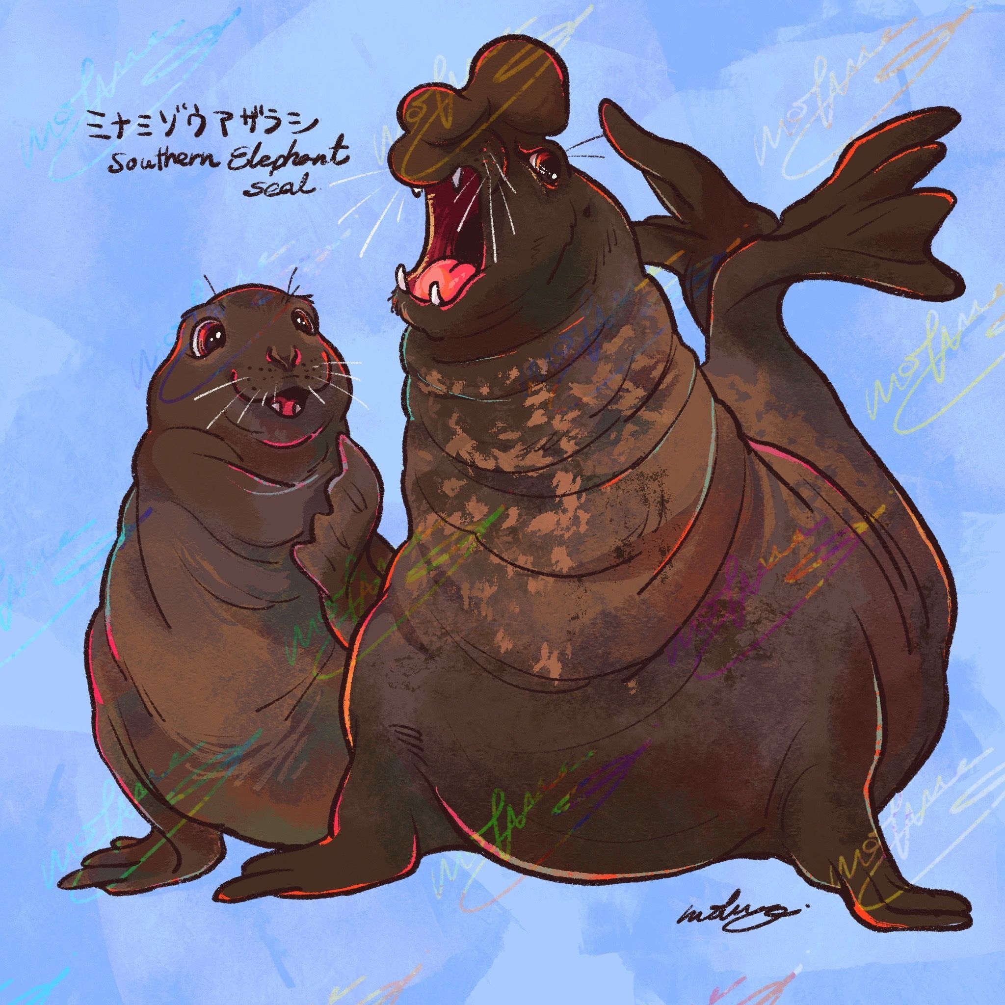 不安になってくるアザラシ　絵画 mofuwa🦘どうぶつ絵描き on X: 