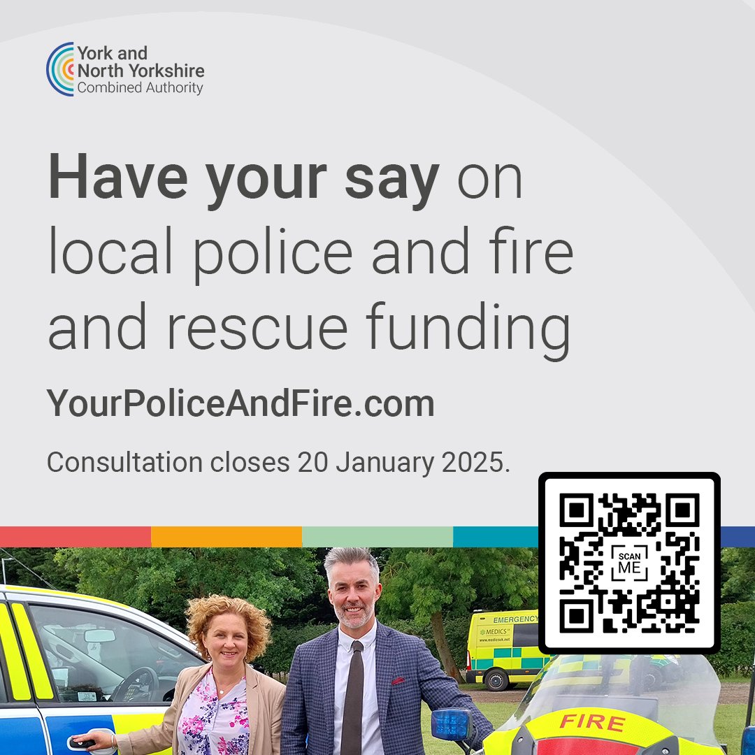 Mayor for York and North Yorkshire <a href="/YNYMayor/">Mayor of York and North Yorkshire, David Skaith</a>, is asking for the public’s views before he sets the amount that goes to <a href="/NYorksPolice/">North Yorkshire Police</a> and <a href="/NorthYorksFire/">North Yorkshire Fire & Rescue Service</a> from your council tax bill. Have your say at YourPoliceAndFire.com