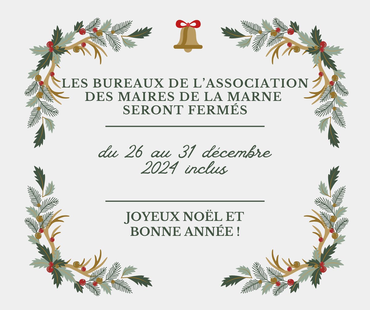 Nos bureaux seront fermés du 26 au 31 décembre 2024 inclus. 

À tous de bonnes fêtes de fin d'année ! 🎄✨