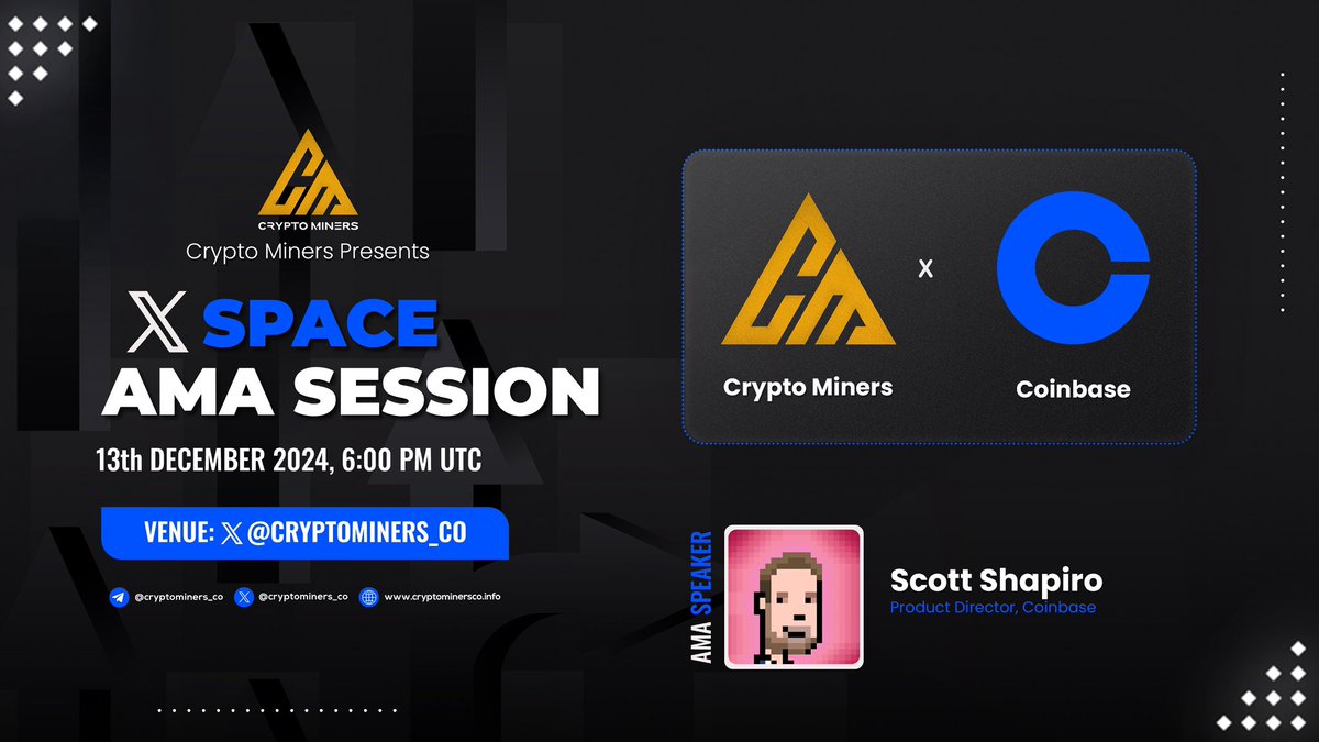🎙 Excited to announce a special 𝕏 Space #AMA with Coinbase! 🗣 Topic:  Dive deep into Coinbase Advanced Trade 🔊 Speaker: @ScottShapiro, Product  Director 🗓 Date: 13th December ⏰ Time: 6:00 PM