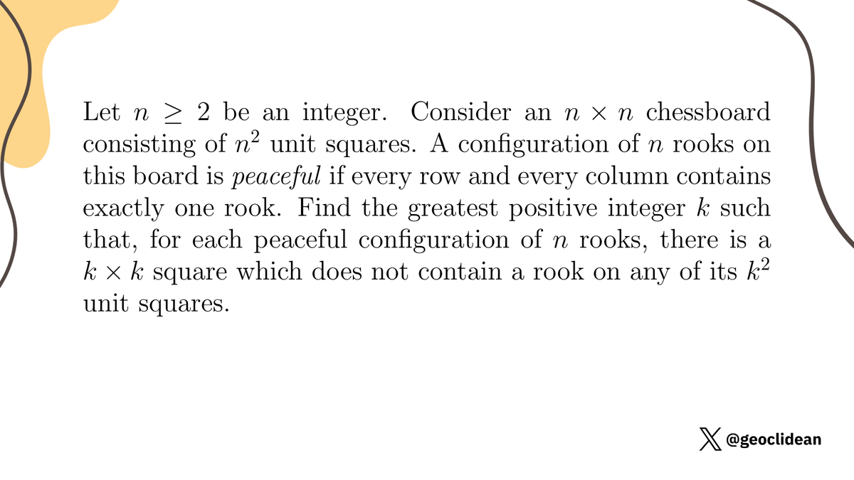 geoclidean's tweet photo. IMO 2014 Problem 2
#PigeonholePrinciple #IMO #IMO2014 #Combinatorics #IMOShortlist #Global https://t.co/obS7oklHGP