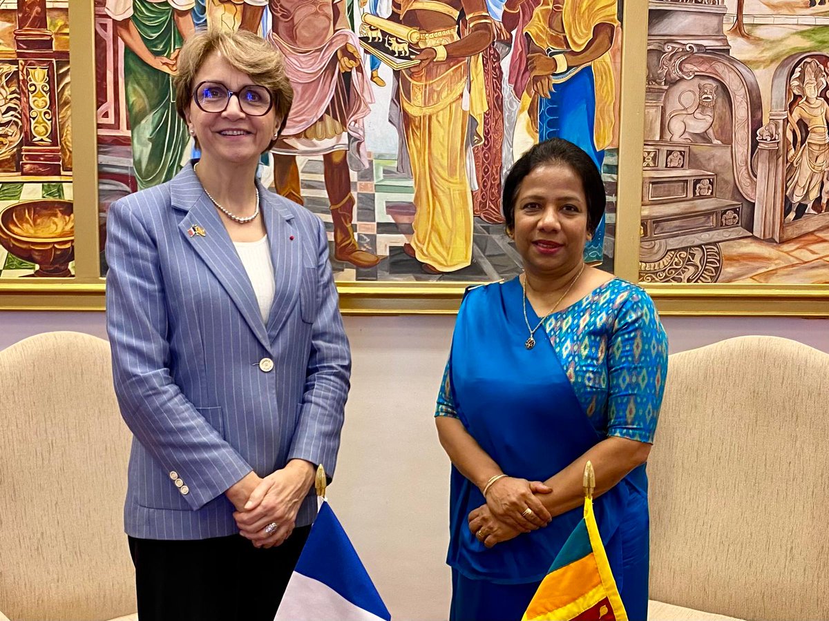 Secretary General of <a href="/francediplo_EN/">France Diplomacy 🇫🇷🇪🇺</a> <a href="/amdescotes/">Anne-Marie Descôtes</a> had the pleasure of meeting her Sri Lankan counterpart Aruni Ranaraja <a href="/MFA_SriLanka/">MFA SriLanka 🇱🇰</a> for an insightful meeting.