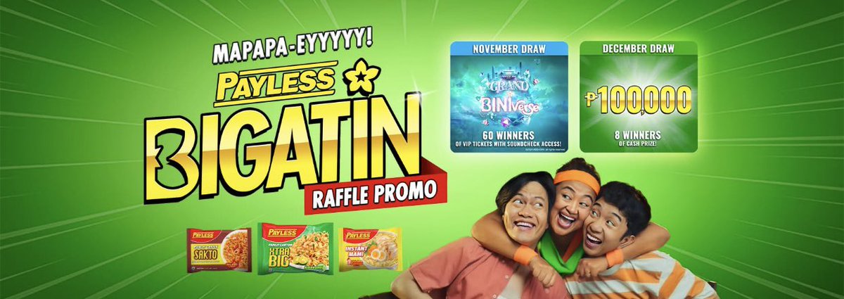All I want for Christmas… is to win P100,000 cash prize from Payless Bigatin Raffle Promo! Win More by shopping your favorite Payless Instant Noodles products today!  
#100KRAFFLEFROMPAYLESS 
#PaylessBigatinRafflePromo  
#PaylessInstantNoodles