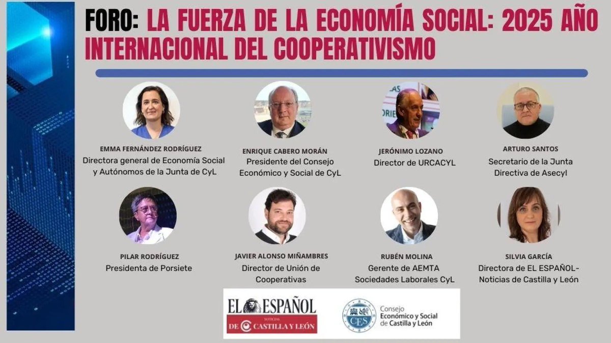 cescyl's tweet photo. 🗓️19 dic⏰12:00 h. Foro 'La fuerza de la economía social: 2025, año del cooperativismo', organizado por @noticiascyl y el @cescyl, con @urcacyl, #Asecyl , @aemtacyl, @Coops_Owen , @porsiete y @jcyl 📍Salón de Actos del @cescyl 
➡️INFO https://t.co/cRWXyqhAGv https://t.co/vnVXx55C80