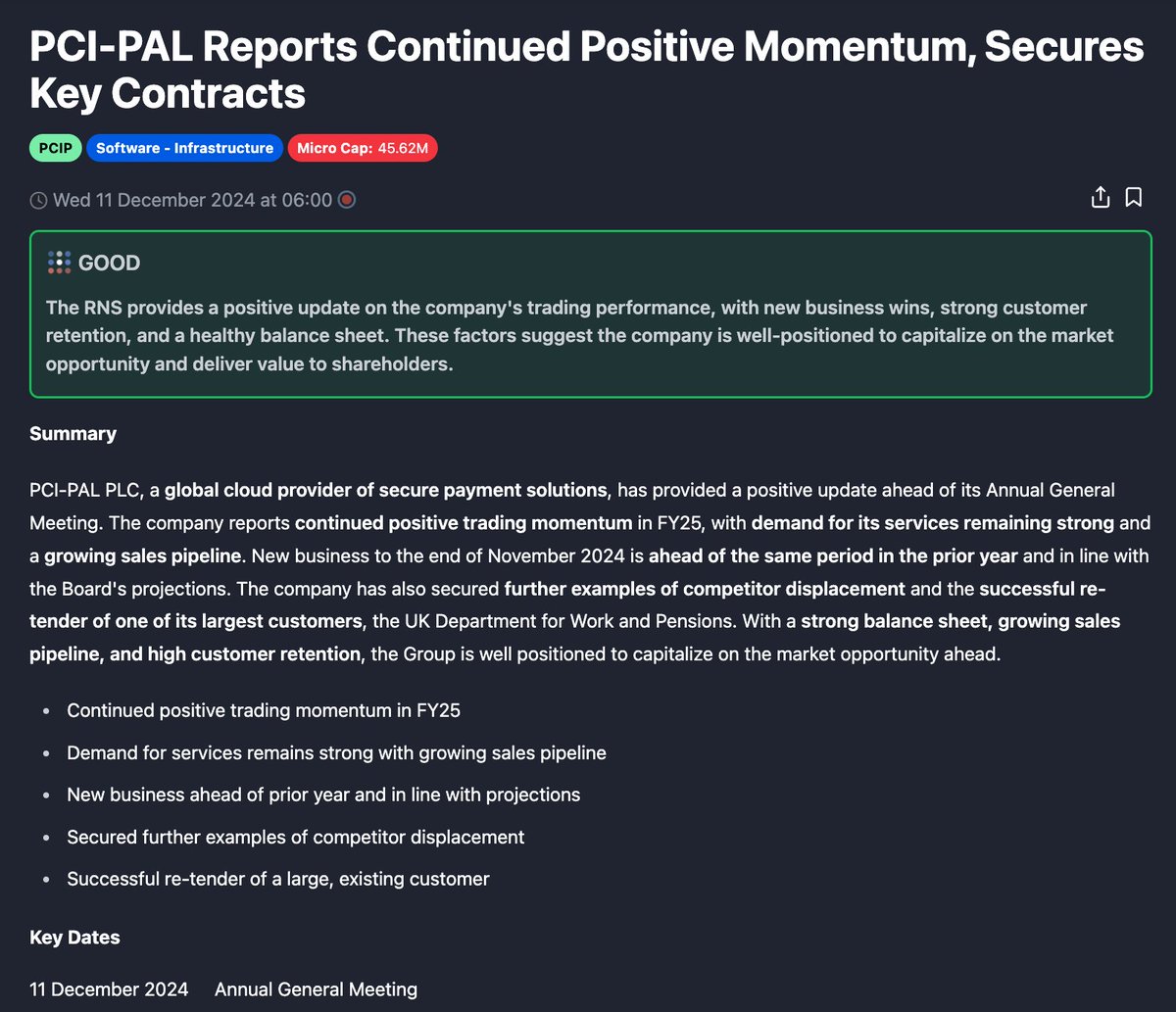 DavidHatton55's tweet image. PCI-PAL Reports Continued Positive Momentum, Secures Key Contracts

marketshareai.uk/news/lse/pcip/…

#marketshare #pcip @marketshareai