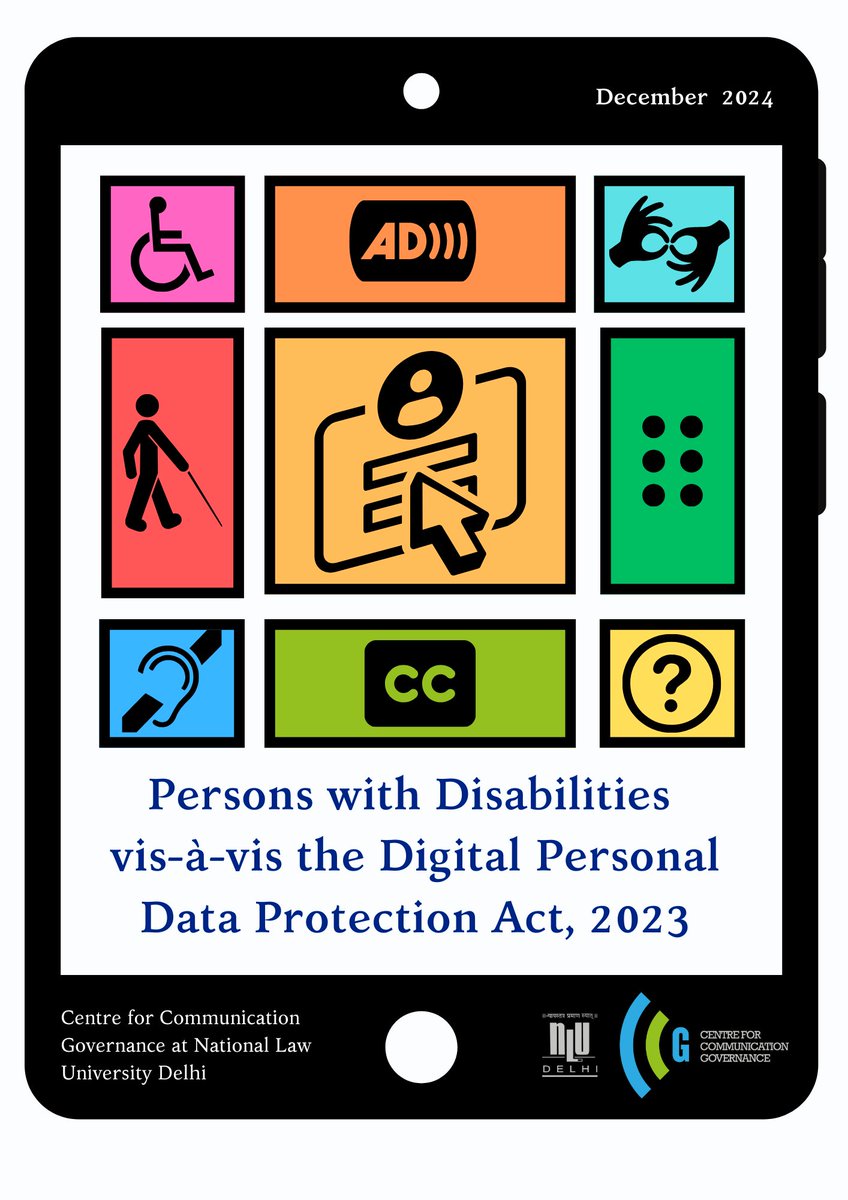 CCGNLUD's tweet photo. New Publication! We are happy to announce the release of our policy brief on Persons with Disabilities vis-à-vis the DPDP Act by @DashAngelinaaa @TithiNeogi. The brief examines the key problems of protecting personal data and autonomy for #PersonsWithDisabilities. https://t.co/nb0YxyE1qx