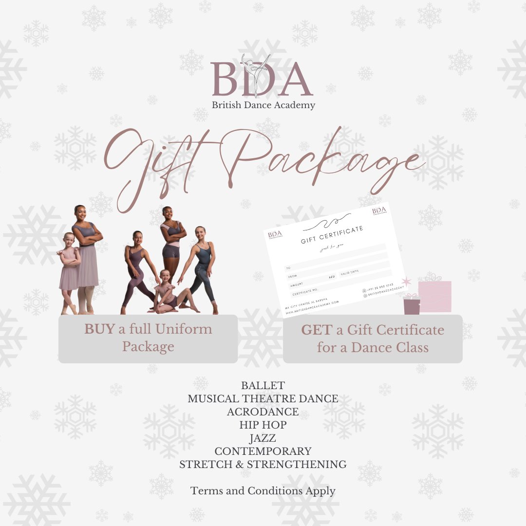 BDA_GCC's tweet image. Looking for a personal and thoughtful gift? Here’s your chance to inspire someone’s passion for dance! WhatsApp +971 58 850 3743 for more info. 

#kidsdanceclassesdubai #dubaikidsactivities #danceclassesforkids #adultdanceclasses #britishdanceacademy #danceclasses #danceshopdubai